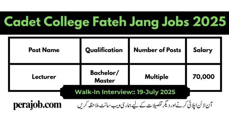 Cadet College Fateh Jang Jobs 2025