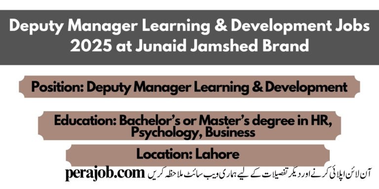 Deputy Manager Learning & Development Jobs 2025
