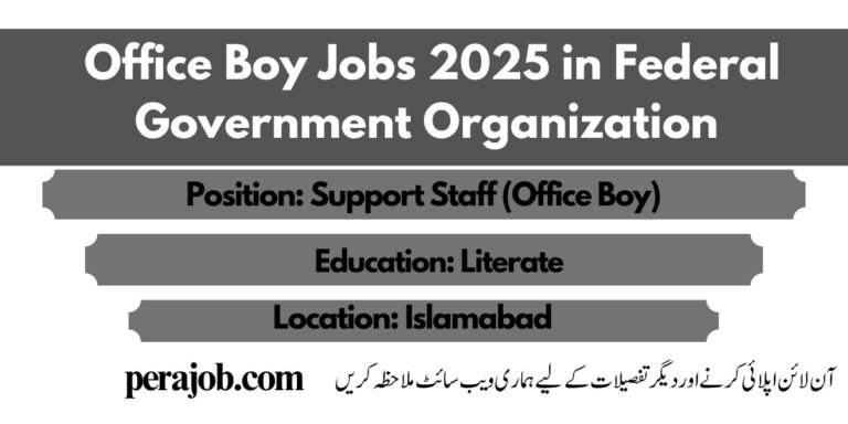 Federal Government Organization Office boy jobs 2025