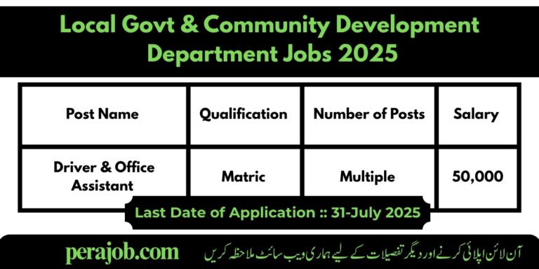 Local Govt & Community Development Department Jobs 2025