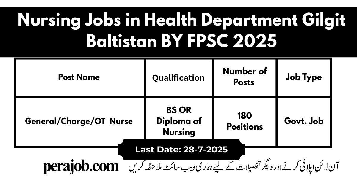 Nursing Jobs in Health Department Gilgit Baltistan
