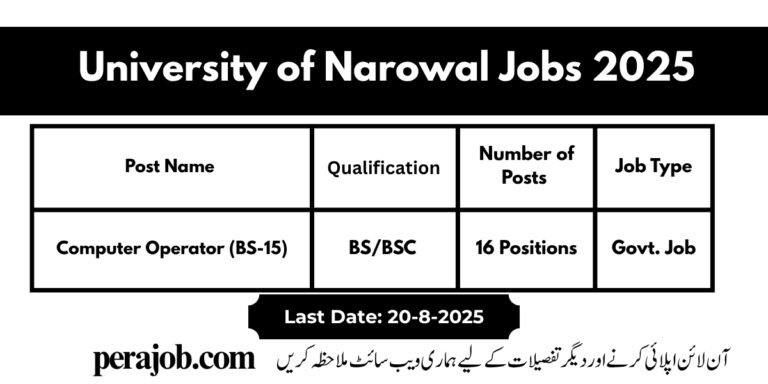University of Narowal Jobs 2025