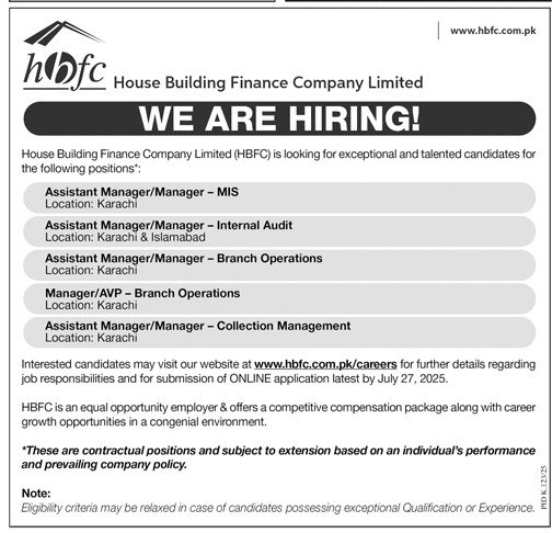 Managers Jobs 2025 in House Building Finance Company Limited