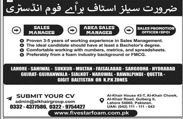 Sales Managers & Officers Jobs 2025 in Foam Industry