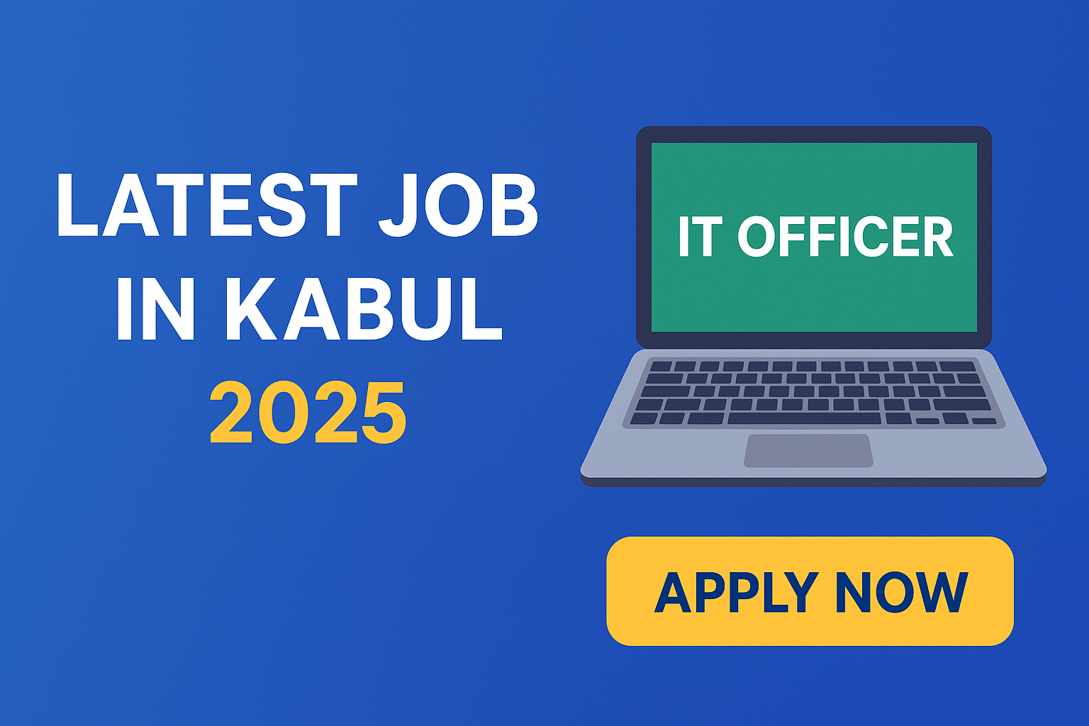 Digital banner design for Latest Job in Kabul 2025 – IT Officer position at Women for Afghan Women.